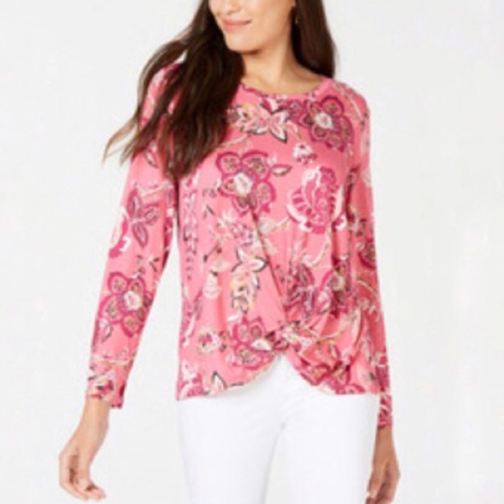 JM Collection Floral Print Embroidered Top Size XL - Picture 11 of 11